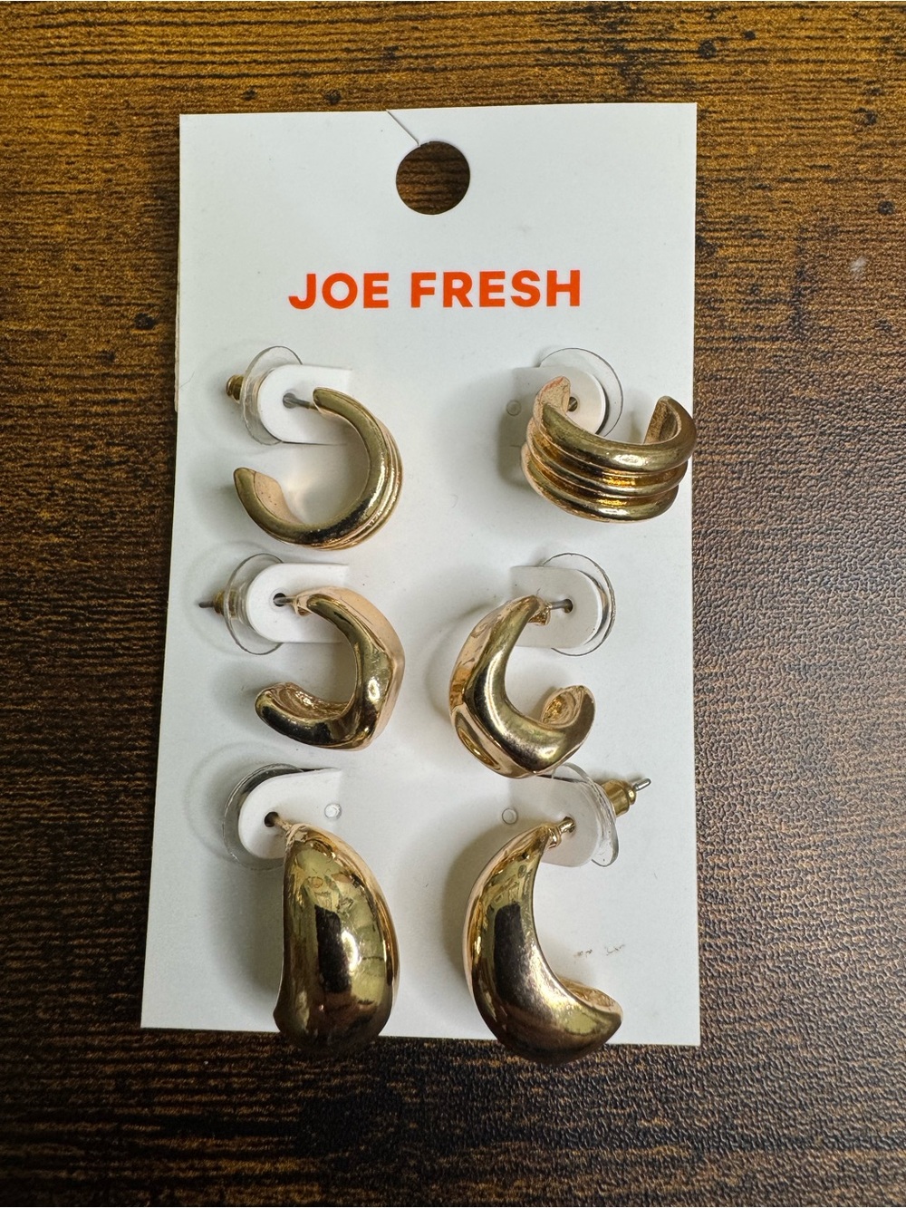 4/$20 Joe Fresh Gold Hoop Earring Set - 3 Pairs